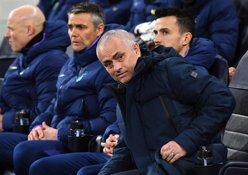 Tottenham manager Jose Mourinho had a tough night without both his top strikers. EPA