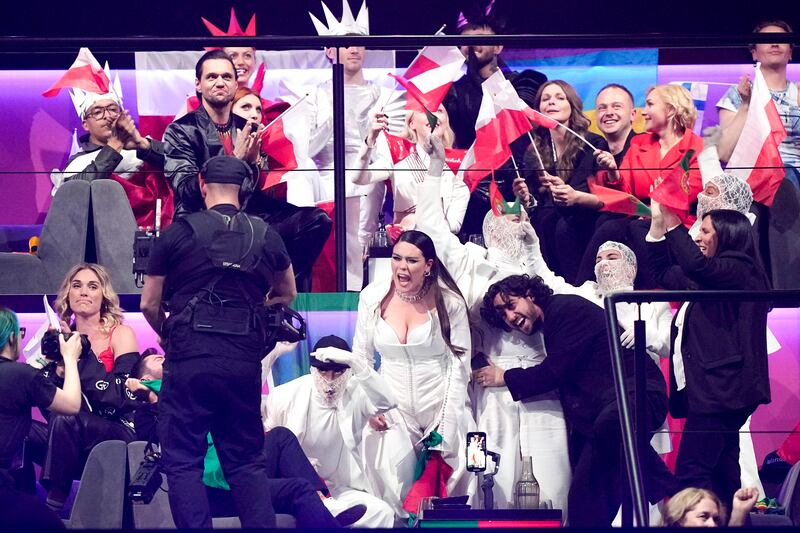 Iolanda of Portugal celebrates qualifying for the Eurovision grand final. AP Photo 