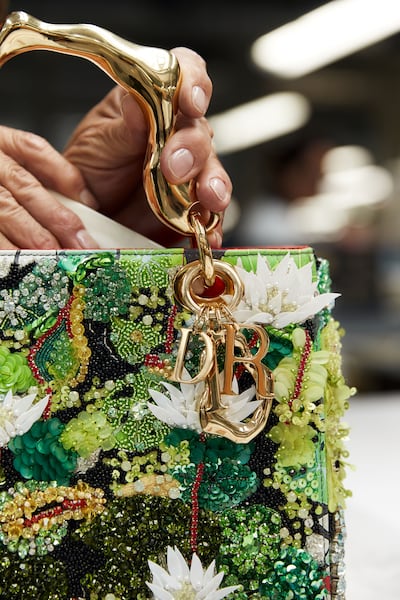 The making of the Lady Dior art project bag by American artist Hilary Precis. Photo: Christian Dior