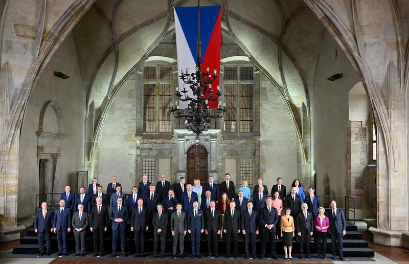 Leaders from more than 40 countries pose for a 'family photo' as they attend the European Political Community summit in Prague. AFP