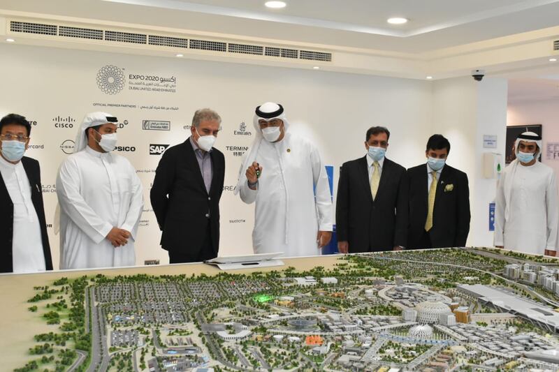 Shah Mahmood Qureshi (third from left), Pakistan's foreign minister, toured the Pakistan pavilion at the Dubai Expo 2020 site during his three-day bilateral visit to the Emirates. Courtesy: Pakistan Consulate in Dubai 