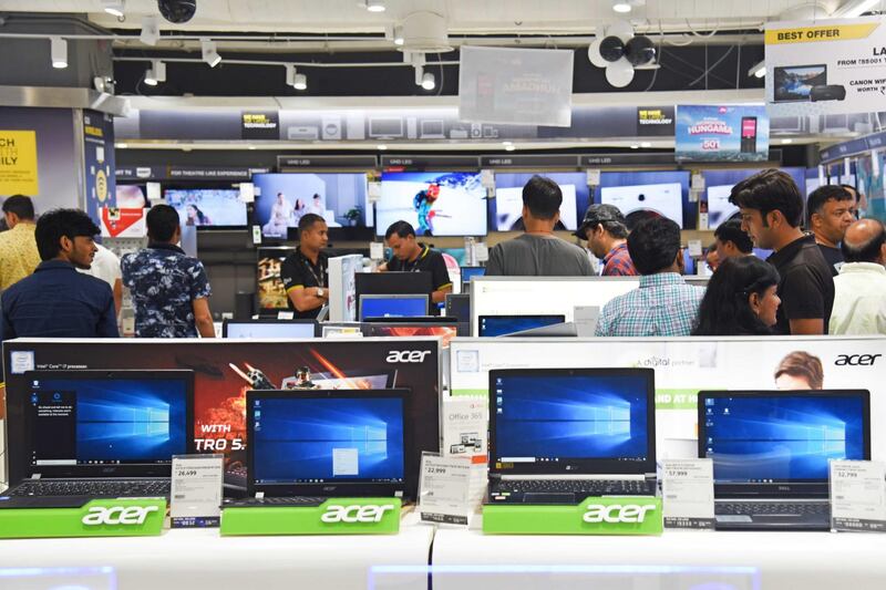 Acer laptops can be seen at a Showroom in New Delhi, India, on 11 October 2018. (Photo by Nasir Kachroo/NurPhoto via Getty Images)