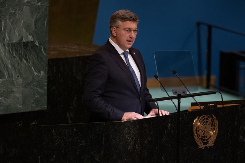 Croatia's Prime Minister Andrej Plenkovic at the United Nations General Assembly in New York. Bloomberg
