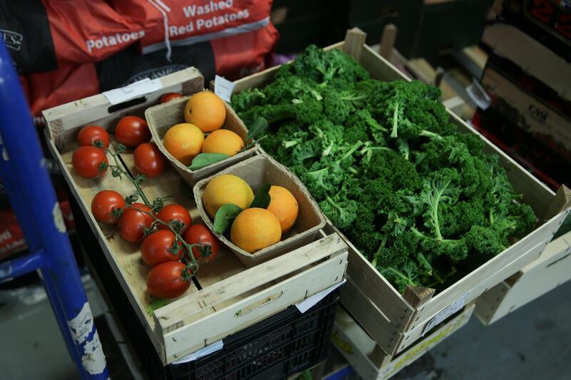 (FILES) In this file photo taken on December 05, 2018 Boxes of fresh fruit and vegetables are pictured inside the warehouse of Natoora, a fruit and vegetable distribution company, in south London on December 5, 2018. British Prime Minister Boris Johnson has spent his first weeks in office ramping up preparations for a no-deal Brexit on October 31, but faces assessments it could be economically calamatous for the country. Johnson ordered government departments to "turbo-charge" contingency planning after taking power on July 24, 2019 promising "all necessary funding" beyond the £4.2 billion (4.6 billion euros, $5.1 billion) already allocated. But an analysis of the potential impact of a no-deal depature carried out by the government, and leaked August 18, 2019 to a newspaper, makes for grim reading. It predicts Britain will face shortages of fuel, food and medicine, a three-month meltdown at its ports, a hard border with Ireland and rising costs in social care. 

 / AFP / Daniel LEAL-OLIVAS / TO GO WITH AFP STORY by Ben PERRY
