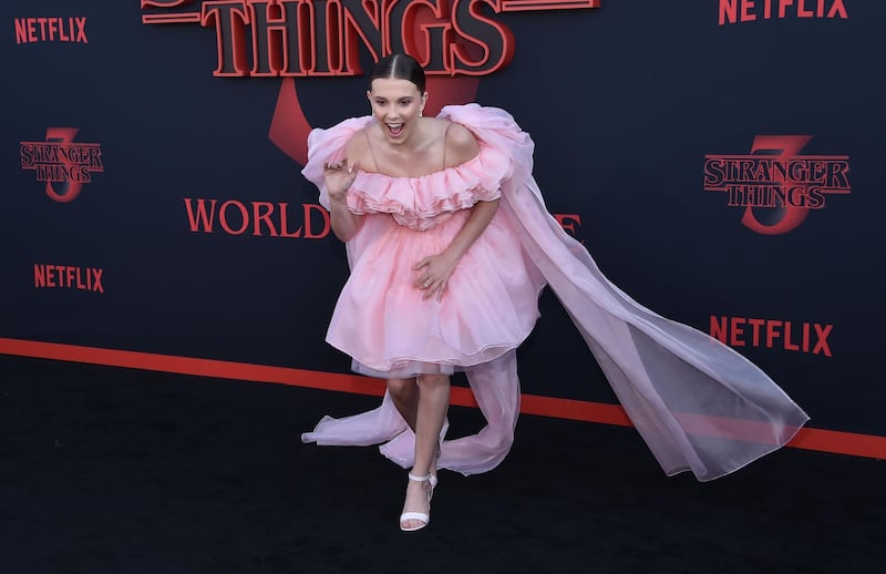 British actress Millie Bobby Brown, who plays the character Eleven, attends Netflix's 'Stranger Things 3' premiere at Santa Monica high school.  AFP