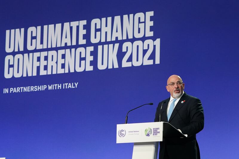 Mr Zahawi speaks at the Cop26 summit in Glasgow, in November 2021. Getty Images