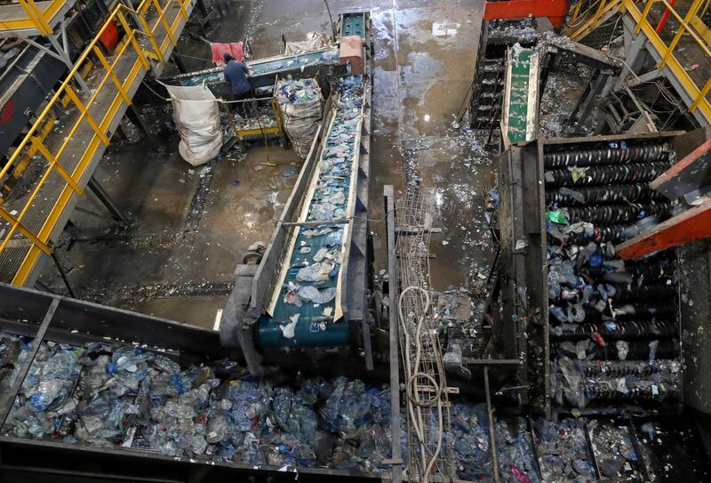 Plastic being recycled at a plant in Giza, Egypt. Reuters