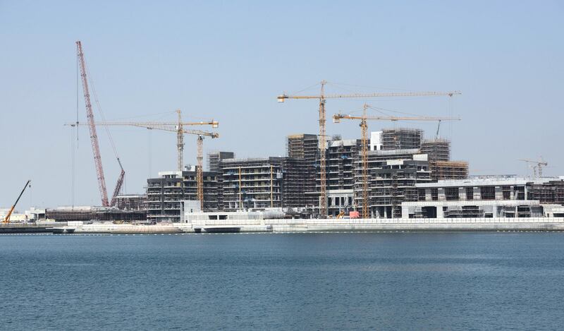 Abu Dhabi, United Arab Emirates - Hilton Hotel under construction at the waterfront of Yas Bay. Khushnum Bhandari for The National