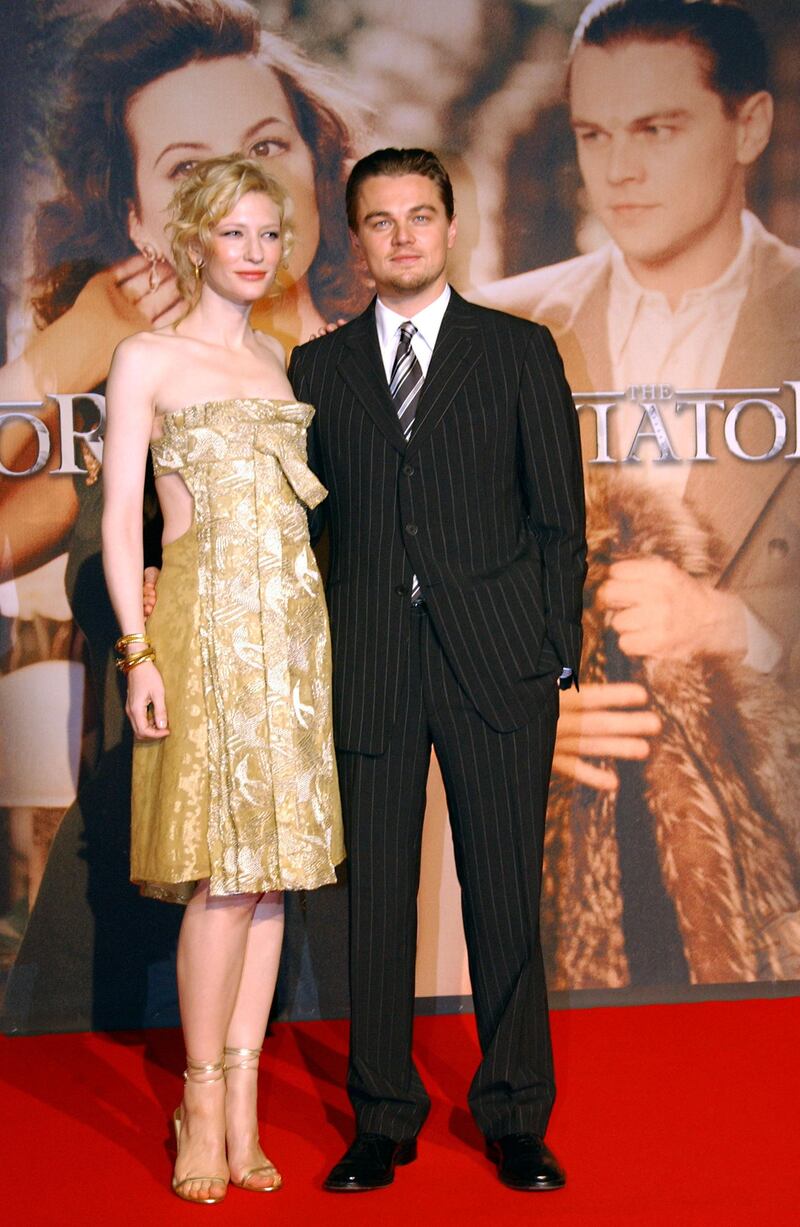 ROME - JANUARY 4: US actor Leonardo Di Caprio and Australian actress Cate Blanchett arrive at the Italian Premiere of "The Aviator" at the Warner Moderno Cinema on January 4, 2005 in Rome. (Photo by Franco Origlia/Getty Images)