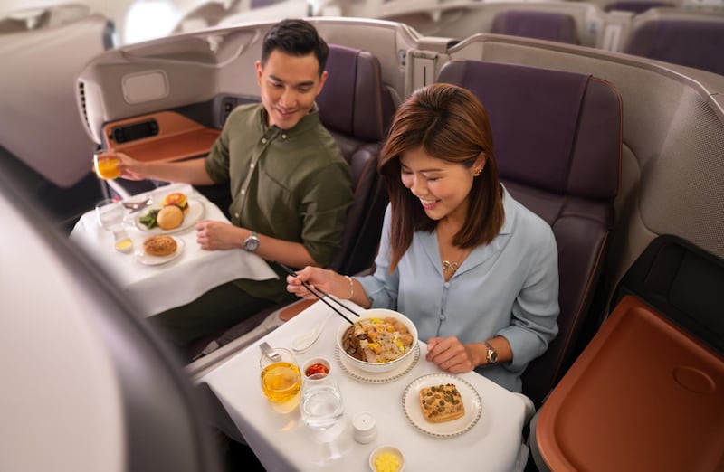 Business Class Dining. Courtesy of Singapore Airlines