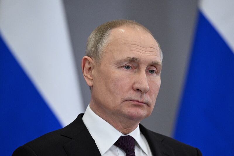 Russian President Vladimir Putin at the CIS leaders' summit in Astana, Kazakhstan, on October 14, 2022. UK sources continue to develop the theme of Russian nuclear arms use in Ukraine. Reuters