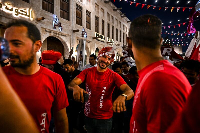 Qatar fans make the Souq Waqif marketplace in Doha their own before the 2022 World Cup kicks off. AFP