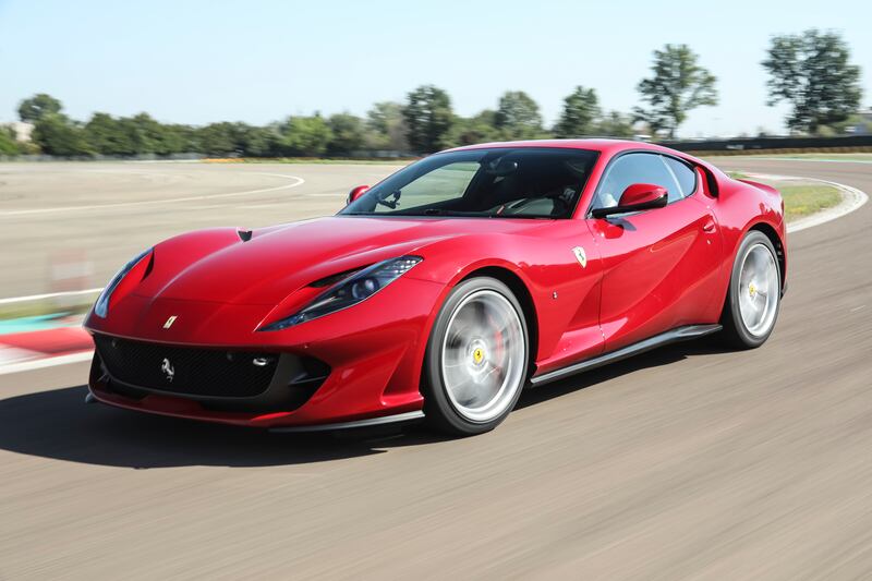 The 812 Superfast's aggressive exterior is best seen in this shade of Rosso 70 Anni. Courtesy Ferrari