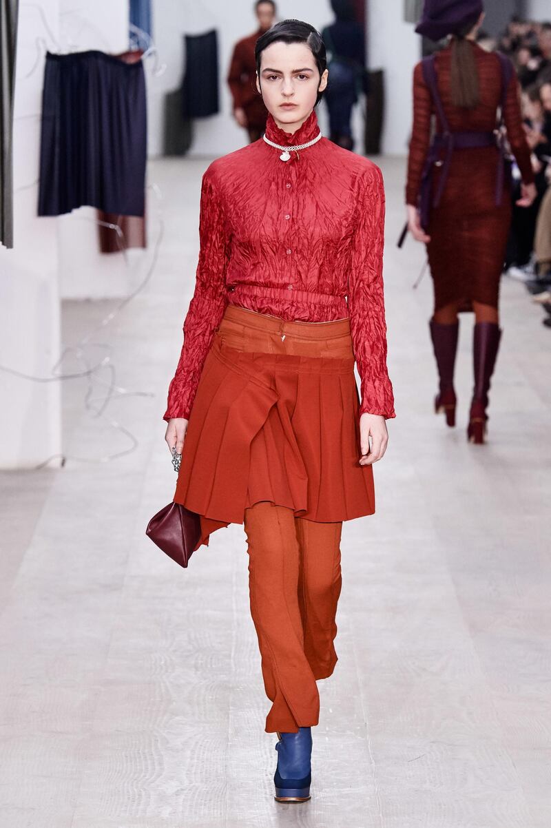 Red at the Richard Malone show during London Fashion Week 