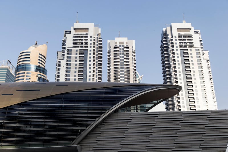 DUBAI, UNITED ARAB EMIRATES, 15 JULY 2015. Apartment buildings on Sheikh Zayed Road in the JLT (Jumeirah Lakes Towers) neighbourhood of Dubai. Property, Rents, Apartments, Rental, Tower, Skyscraper. (Photo: Antonie Robertson/The National) Journalist: Stock. Section: Business. *** Local Caption ***  AR_1607_Apartment_Stock-07.JPG