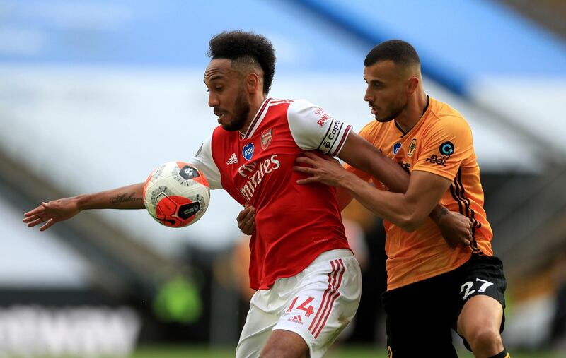 Romain Saiss - 6: Booked for poor challenge on Aubameyang in second half then committed another clumsy foul on Nketiah that left him walking a red-card tightrope for last 15 minutes. PA