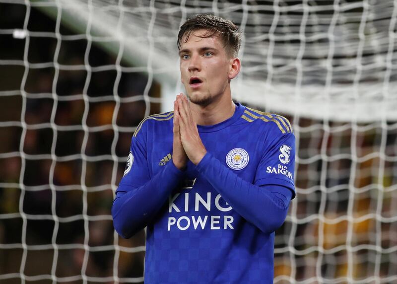 Leicester's Dennis Praet after missing a chance. Reuters