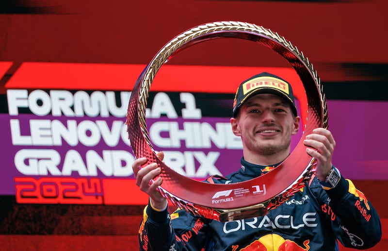 Max Verstappen after winning the Chinese Grand Prix, in Shanghai on April 21, 2024. EPA