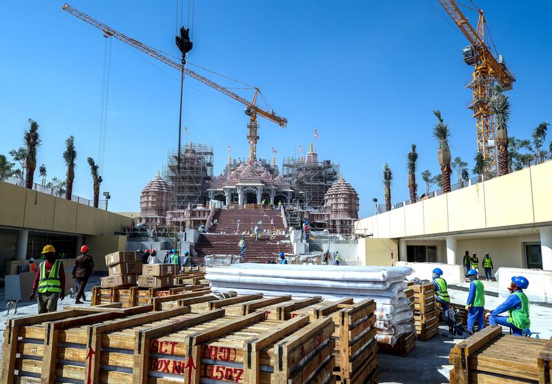 More than 20,000 tonnes of stone and marble have been used in the construction of the temple. Victor Besa / The National