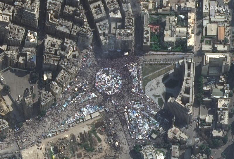 People gathering at Tahrir Square, Cairo, on February 11, 2011.