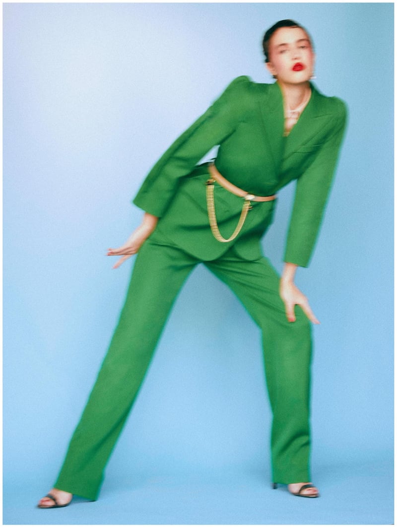 Haute Harlequin. Photography | david vail | 
fashion director | Sarah Maisey

Jacket, Dh12,450; trousers, Dh3,649; top, Dh5,699; belt, Dh2,828; rings from Dh1,917; 
and shoes, Dh3,895, all Givenchy