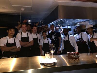 The team at Folly post with footballer Ryan Giggs. Courtesy Folly