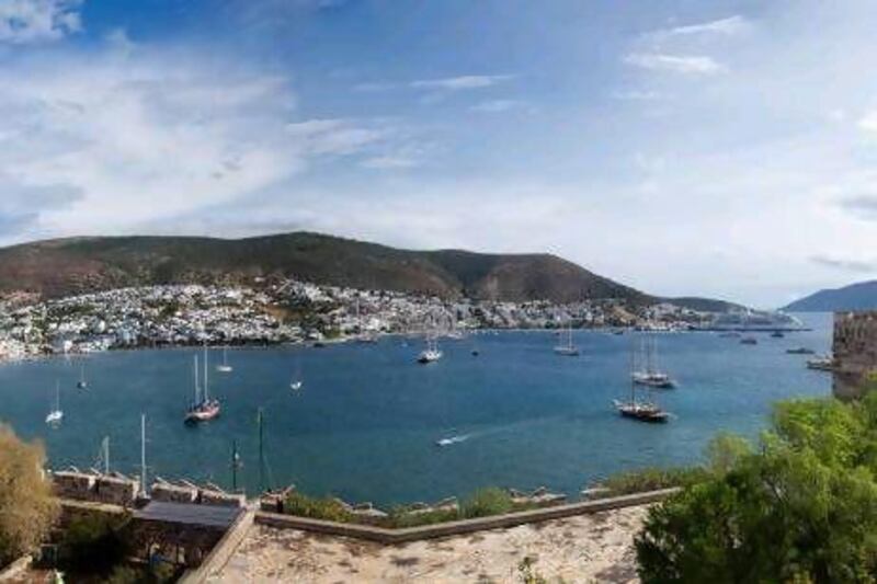 The harbor from St Peter's Castle in Bodrum, Turkey.