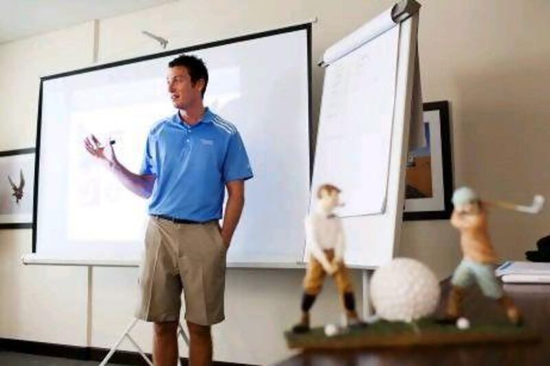 Golf trainer and PGA pro Martin Robinson teaches a course on neuro linguistic programming for golfers. Sarah Dea / The National
