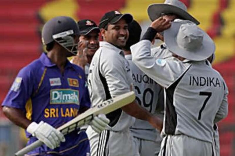UAE players, here celebrating the dismissal of Sri Lanka's Chamara Silva during the Asia Cup at the Gaddafi Stadium in Lahore in June, could soon be celebrating a large windfall.