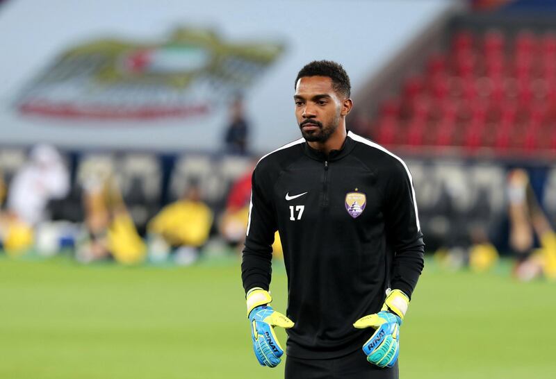 Abu Dhabi, United Arab Emirates - December 21, 2018: Khalid Essa of Al Ain trains ahead of the Fifa Club World Cup final. Friday the 21st of December 2018 at the Zayed Sports City Stadium, Abu Dhabi. Chris Whiteoak / The National