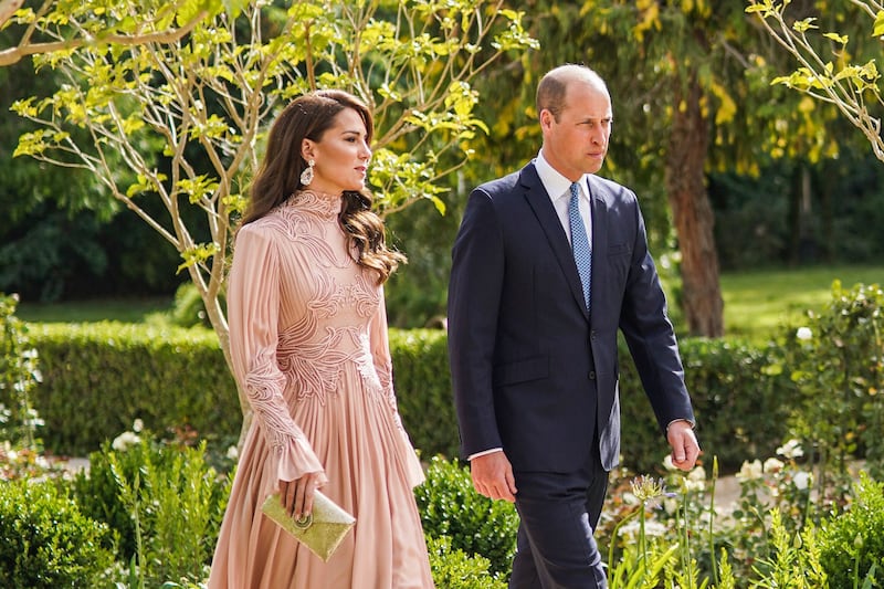 Catherine, Princess of Wales, and Prince William attend the Jordanian royal wedding. Photo: Royal Hashemite Court
