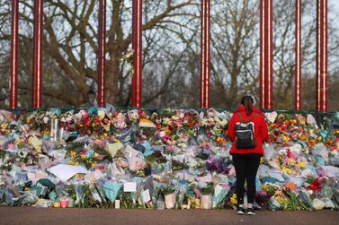 Hundreds of flowers were left at Clapham Common in London in tribute to Sarah Everard. Reuters