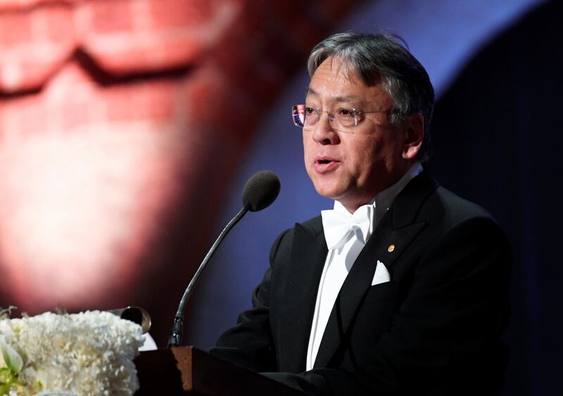 Kazuo Ishiguro is among 13 authors in the running for the prestigious Booker Prize for fiction, with the winner scheduled to be announced November 3. Fredrik Sandberg / TT News Agency FILE via AP