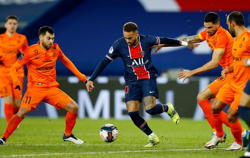 Paris Saint Germain's Neymar  in action against Teji Savanier. EPA