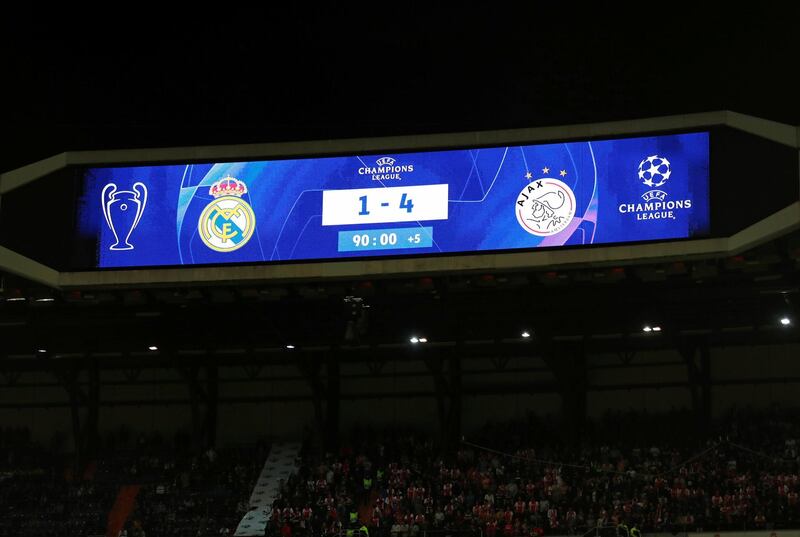 General view of the scoreboard. Reuters