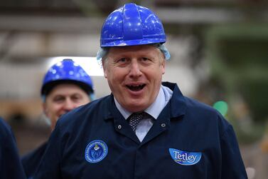 Prime Minister Boris Johnson is given a tour during a general election campaign visit to the Tetley Tea Factory at Tata Global Beverages on November 07, 2019 in Stockton-on-tees, United Kingdom. Daniel Leal-Olivas - WPA Pool/Getty Images