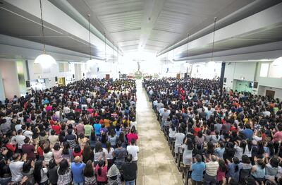 DUBAI, UNITED ARAB EMIRATES - A Filipino mass being held at St. Mary's Catholic Church to celebrate the feast of Sto. Nino.  Leslie Pableo for The National