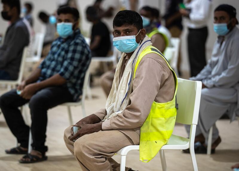 Residents and workers are a big show for PCR free tests at the  SEHA Covid-19 Drive-Through Service Center at 6th Street, Musaffah in Abu Dhabi on June 17th, 2021.  There is a huge demand for vaccinations and PCRs after the green pass restrictions. Victor Besa / The National.
Reporter: Shireena Al Nowais for News