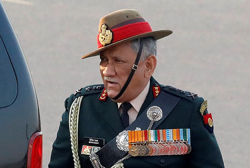 Gen Rawat arriving for the Beating the Retreat ceremony in New Delhi in  January 2019.   Reuters