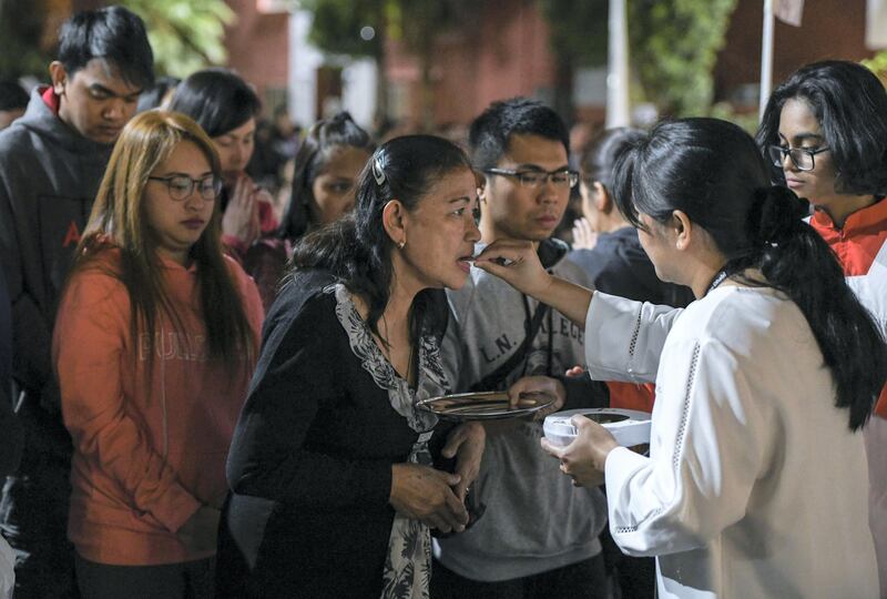 Abu Dhabi, United Arab Emirates - Last day of Simbang Gabi, a nine day series of masses practiced by the Filipino Catholics in anticipation of Christmas at St. JosephÕs Cathedral in Mushrif. Khushnum Bhandari for The National