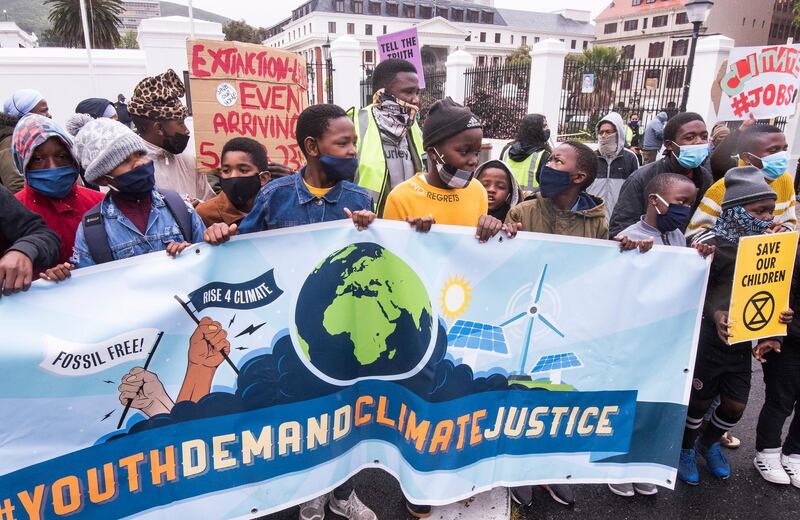 South Africans take part in a demonstration in Cape Town. EPA
