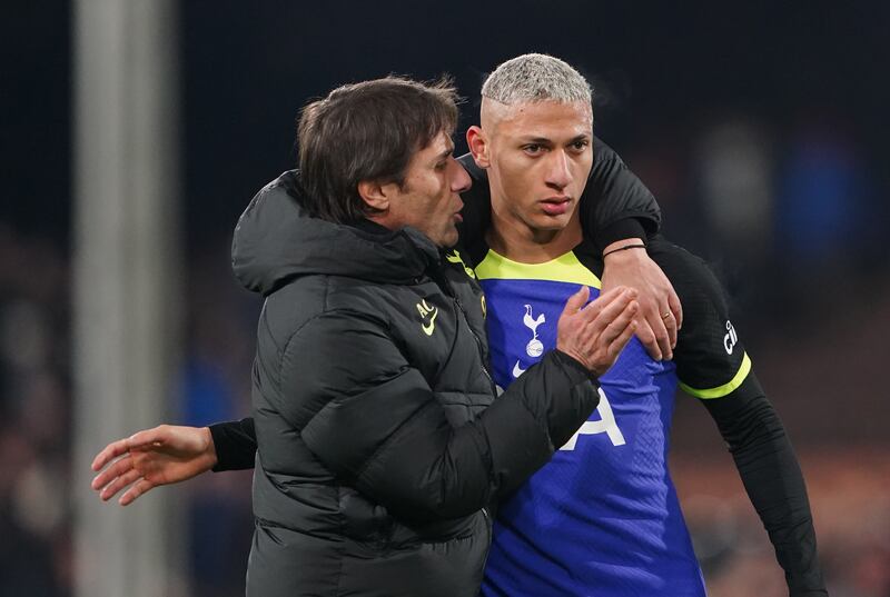 Spurs attacker Richarlison has only started 12 games in all competitions this season under manager Antonio Conte. PA