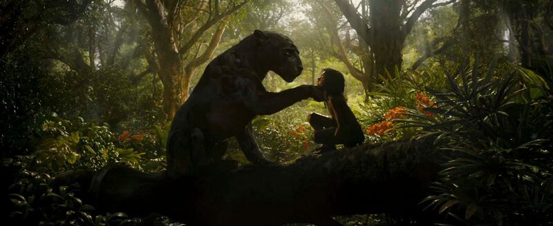 Bagheera and Rohan Chand as "Mowgli" in the Netflix film "Mowgli: Legend of the Jungle". Courtesy Netflix