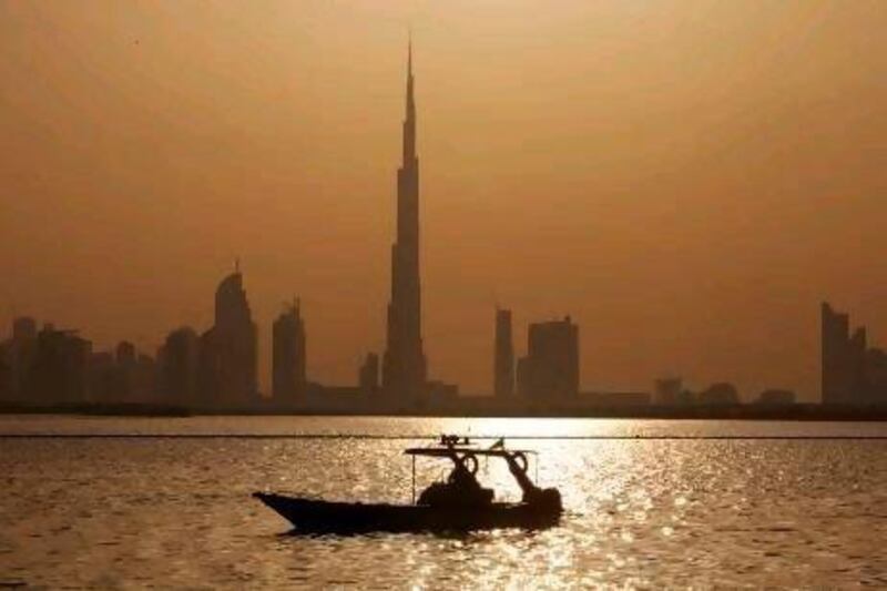 A sunset view of the Burj Khalifa in Dubai. Christopher Pike / The National