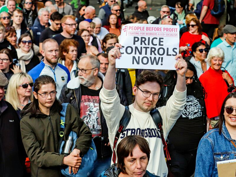People march through Dublin to protest against the rising cost of living. WEF survey respondents fear there could be overwhelming dangers posed by coping with conflicts, inflation, a potential recession and trade wars PA