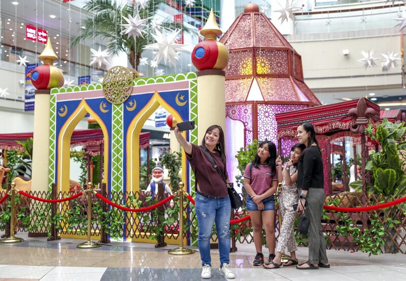 Abu Dhabi, United Arab Emirates, June 5, 2019.  Visitors at Al Wahda mall enjoy the Eid mini village.    
Victor Besa/The National
Section:   NA
Reporter:  Standalone