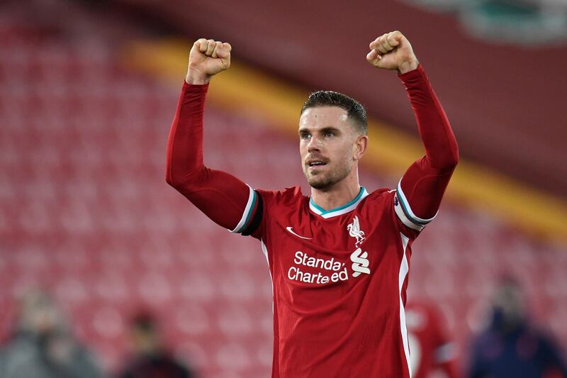 Jordan Henderson - 7: The captain set the tempo during Liverpool's dominant passages of play and helped the defence when needed. He never stopped running. AFP