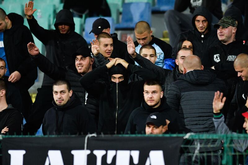 Uefa launched an investigation into crowd behaviour during the Euro 2020 Group A qualification match between Bulgaria and England at the Vasil Levski National Stadium in Sofia. AFP