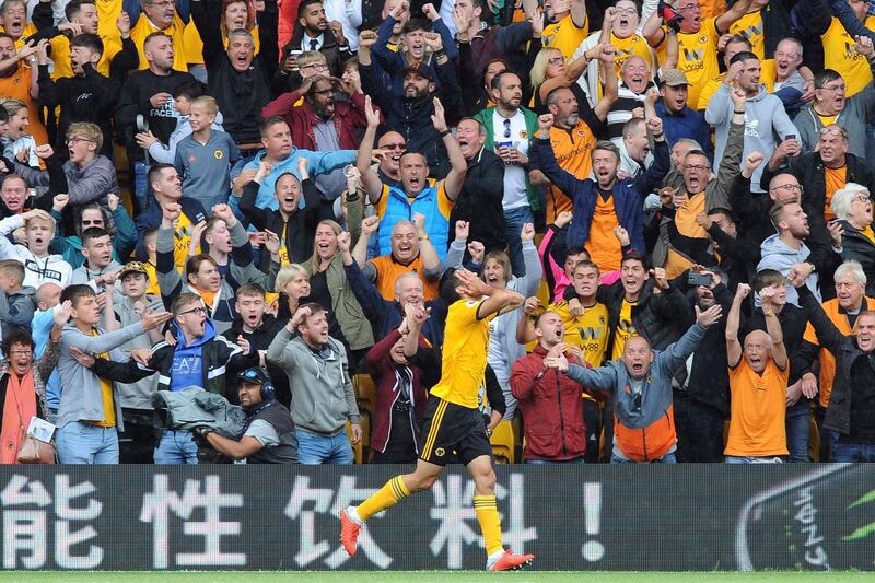 Wolverhampton Wanderers' Raul Jimenez and fans react after he had a goal disallowed for being offside. AP Photo
