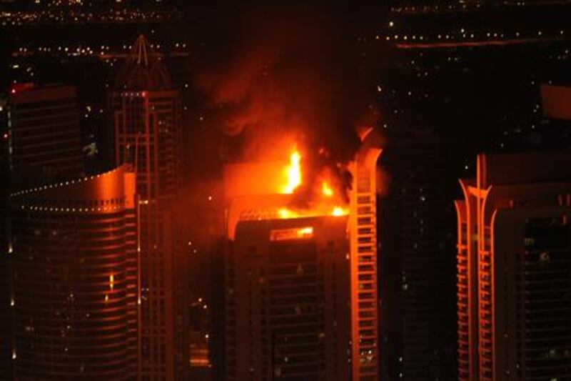 Flames were seen by many in Dubai after the fire broke out in the Tamweel Tower. Courtesy Antoine Adams